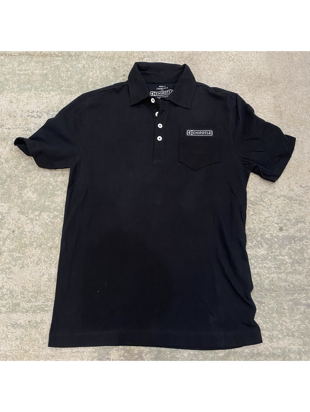 Chipotle Shirt Mens Small Polo Staff Employee Work Uniform 100% Organic Cotton